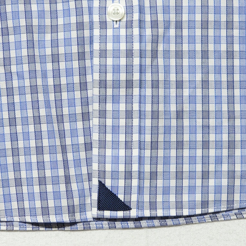 UNTUCKit Button‎ Down Men's Shirt Large Blue White Slim Fit Wrinkle Free Check - Picture 10 of 12